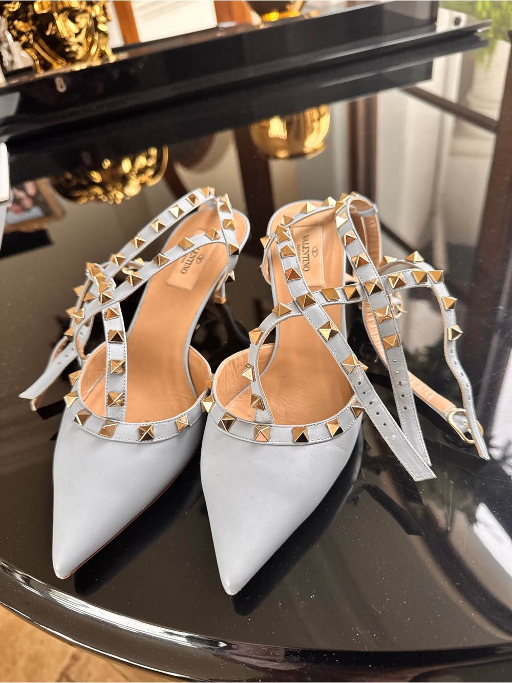 Valentino Garavani Rockstud Pumps | Light Blue Leather | Size 39